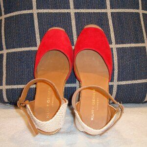 Kurt Geiger London Monty Espadrille Wedges Red Suede Size 37 VERY GOOD CONDITION